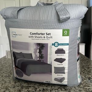 Mainstays Comforter Set with Sheets & Quilt 8 Piece